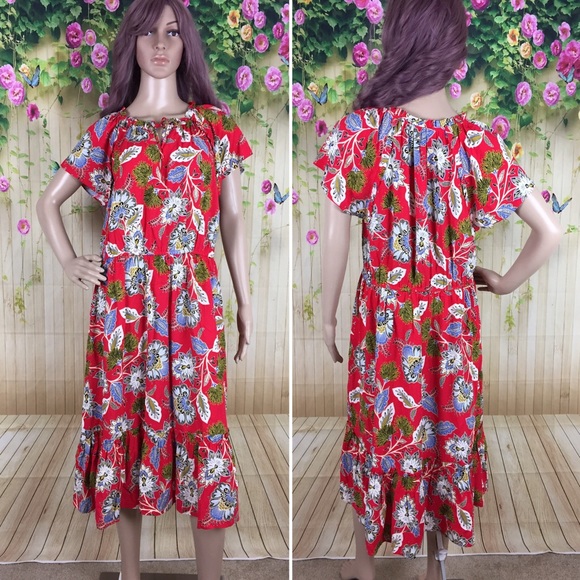 loft red floral dress